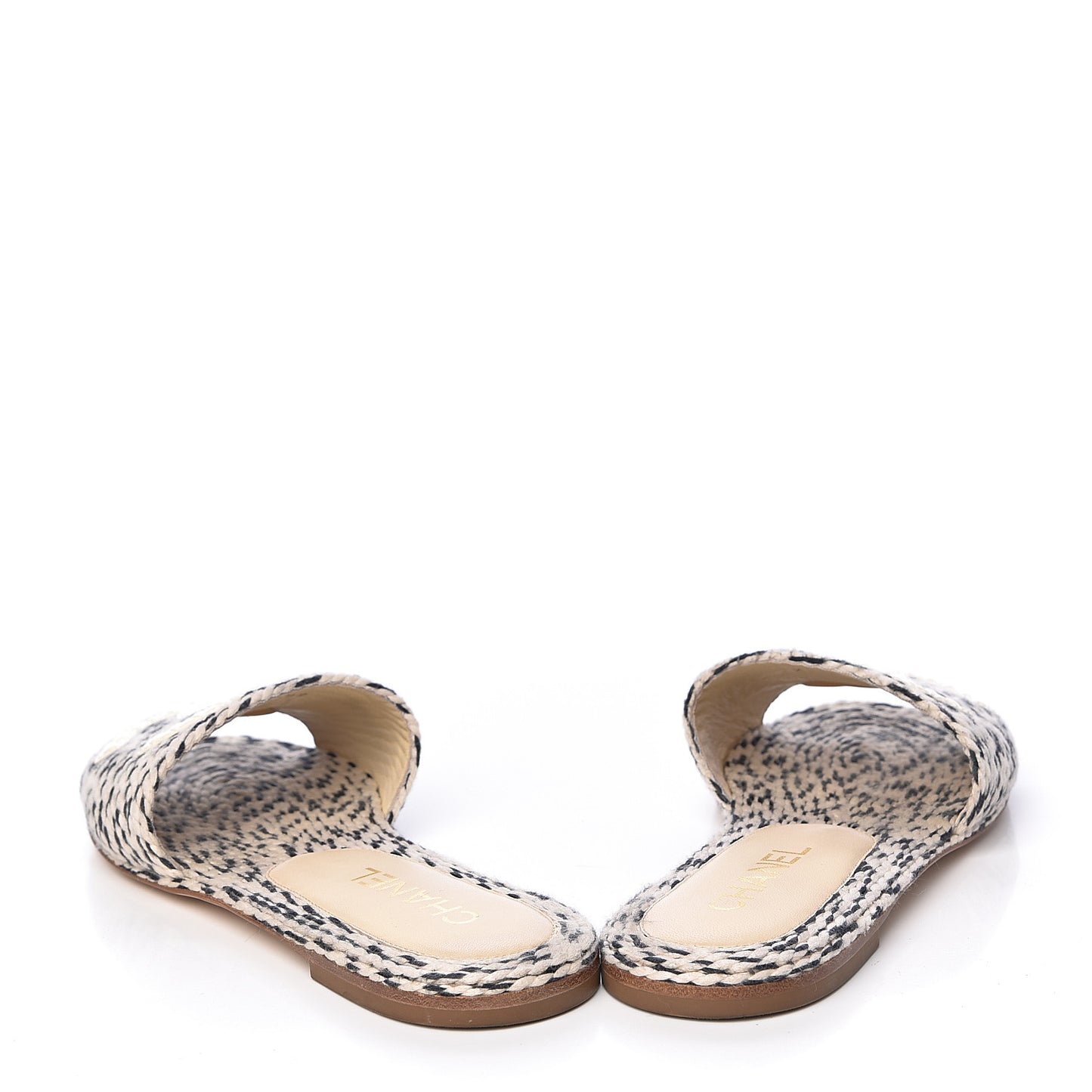 Cord CC Slip On Sandals 37 Beige Black