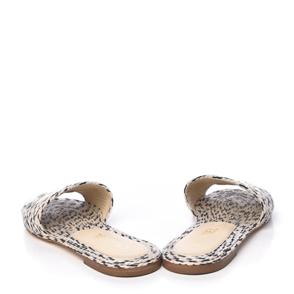 Chanel Cord CC Slip On Sandals 37 Beige Black 15 of 18