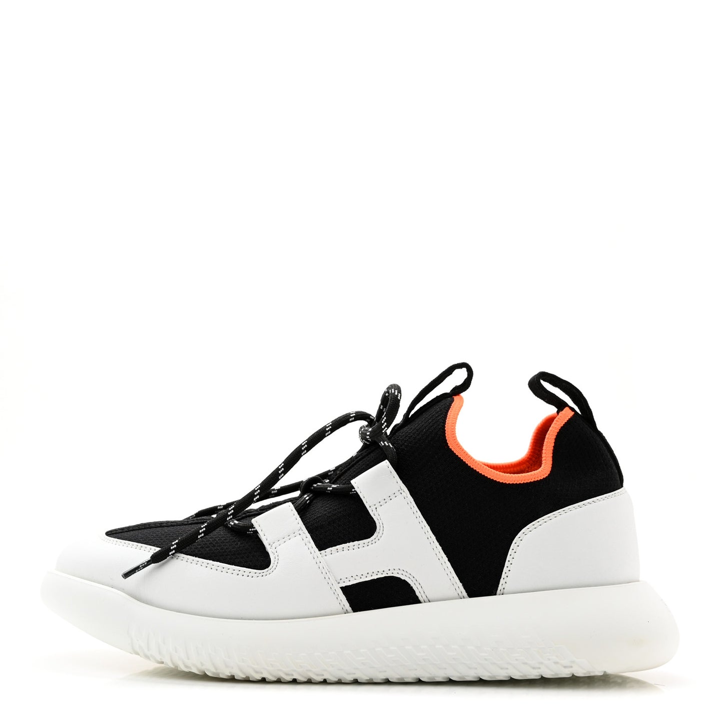 Technical Canvas Calfskin Womens Duel Sneakers 38 White Black