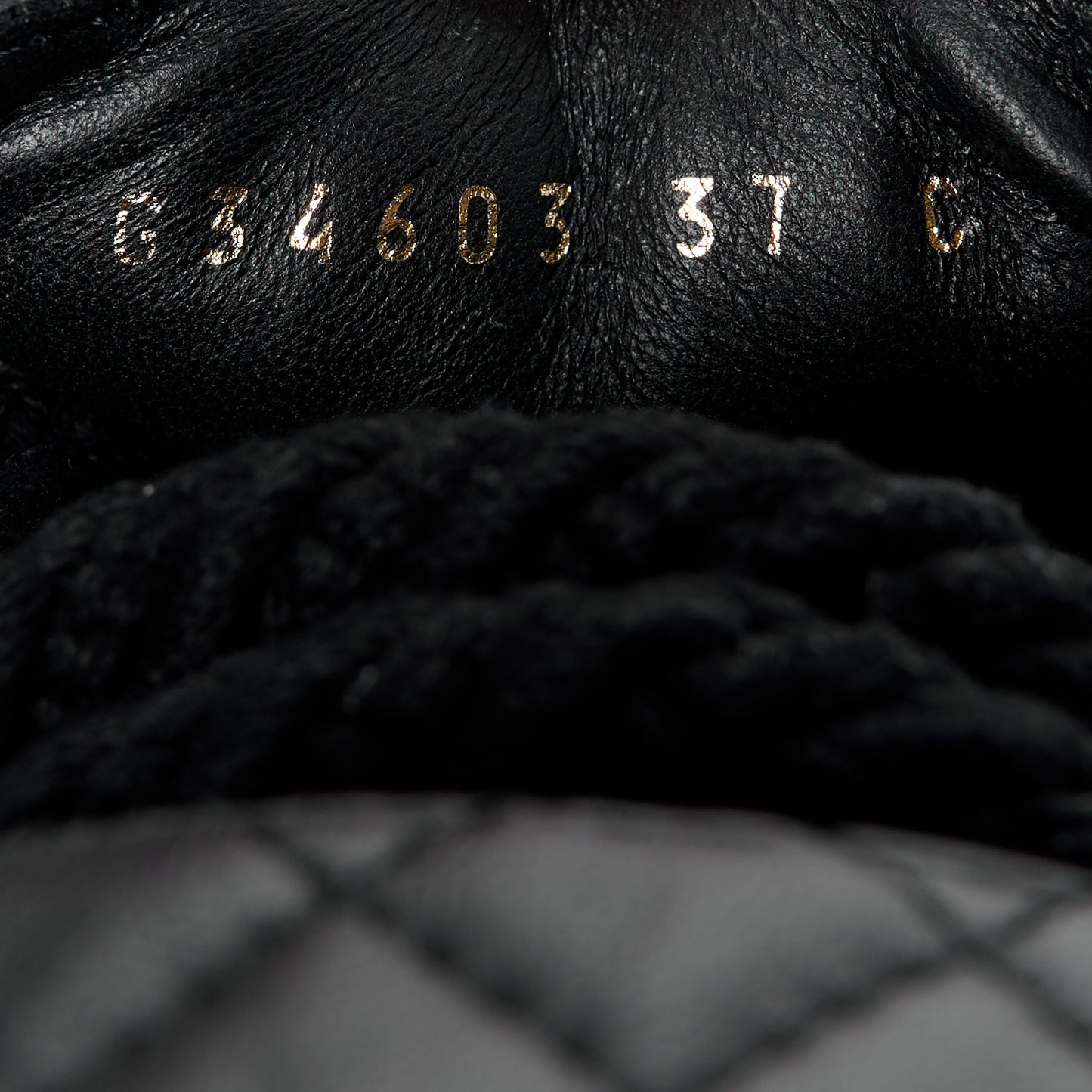 Cord Lambskin Quilted Logo Mules 37 Black