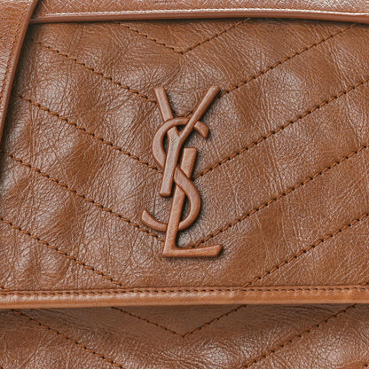 Saint Laurent Crinkled Calfskin Matelasse Monogram Medium Niki Chain Satchel Caramel 9 of 11