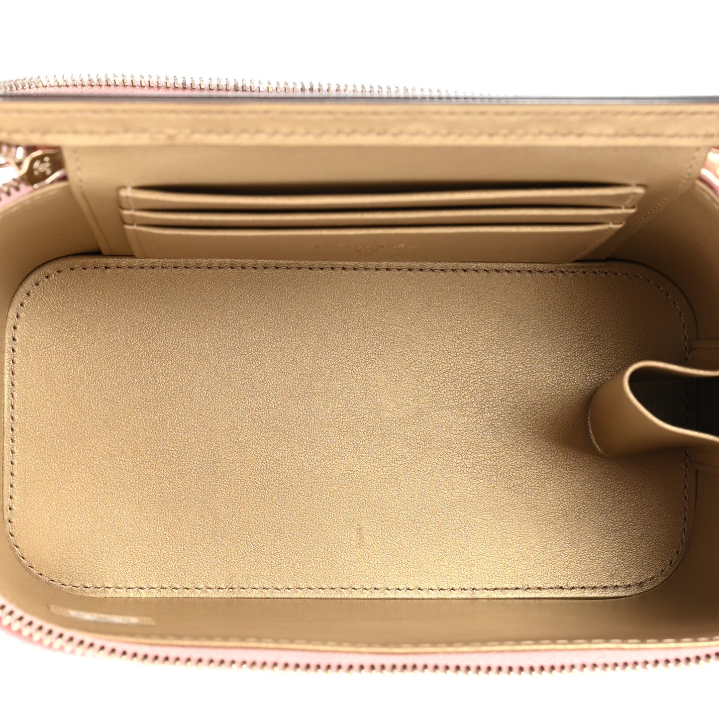 Lambskin Quilted Small Pearl Crush Vanity Case With Chain Light Pink