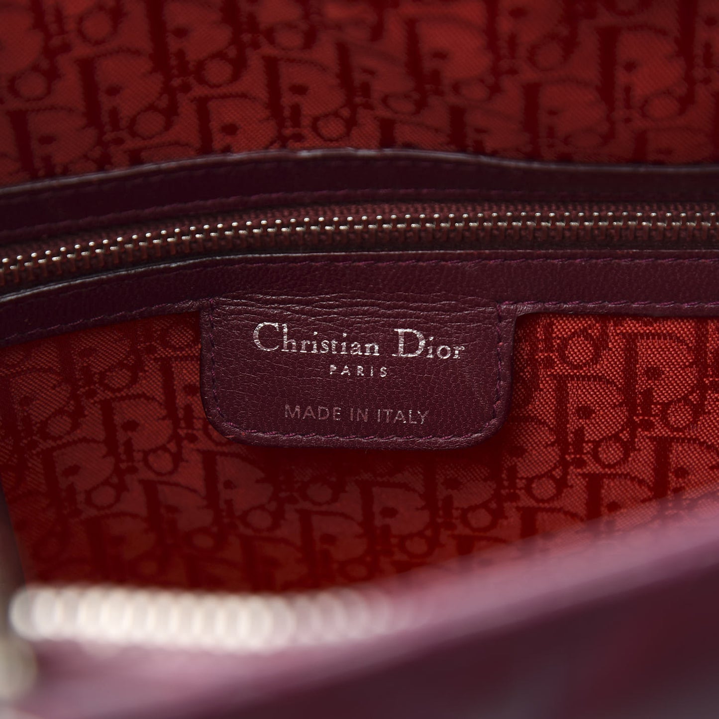 Lambskin Cannage Large Lady Dior Burgundy