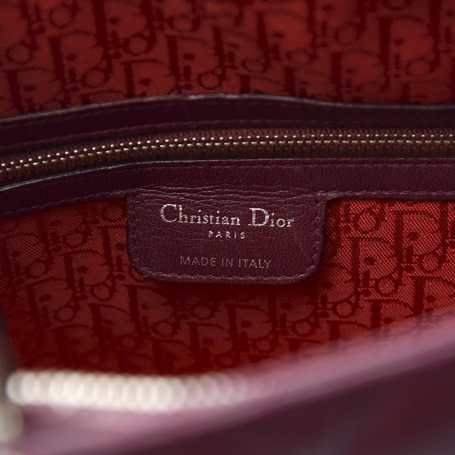 Christian Dior Lambskin Cannage Large Lady Dior Burgundy 6 of 13