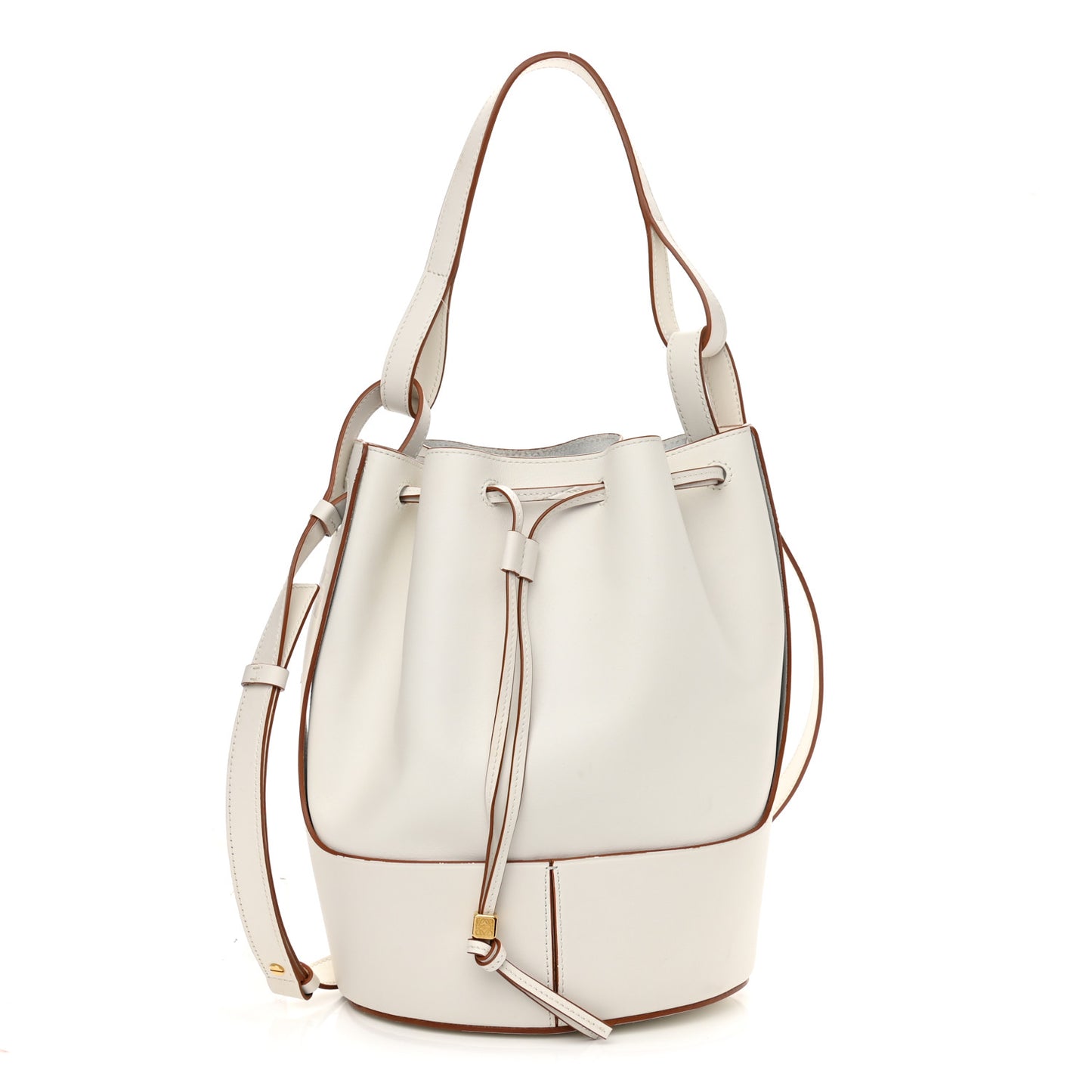 Calfskin Small Balloon Bucket Bag Soft White