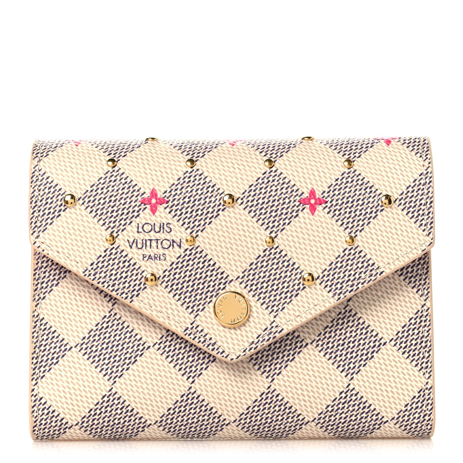 Louis Vuitton Damier Azur Studded Victorine Wallet 1 of 8