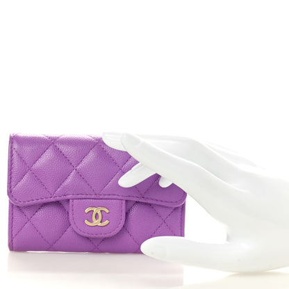 Chanel Caviar Quilted Flap Card Holder Wallet Purple 2 of 8