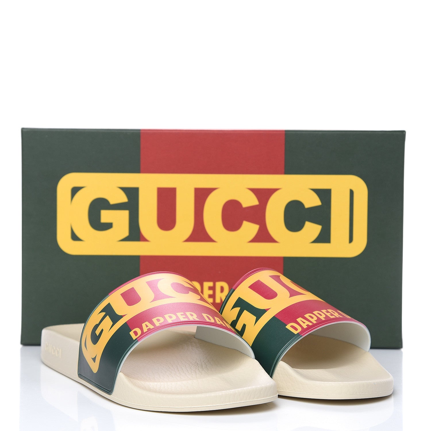 Gucci X DAPPER DAN Rubber Mens Slide Sandals 12 Red Green Crop 8 of 8