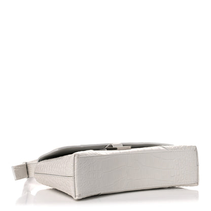 Balenciaga Extra Supple Calfskin Crocodile Embossed XS Downtown Shoulder Bag White 4 of 13