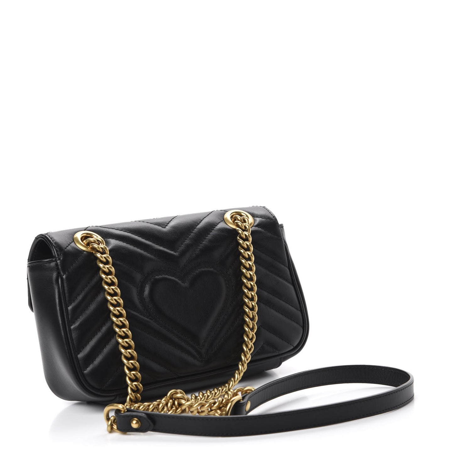 Calfskin Matelasse Mini GG Marmont Shoulder Bag Black