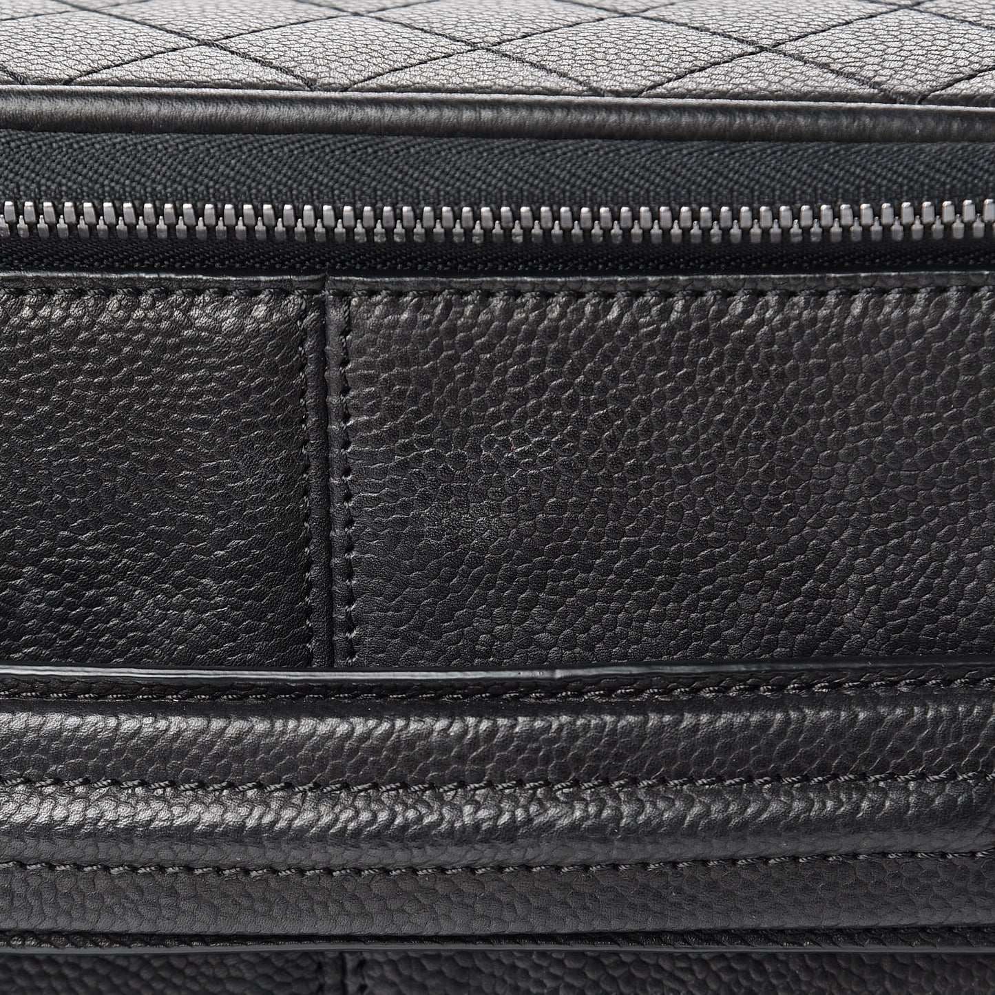 Caviar Stitched Trolley Rolling Luggage Black