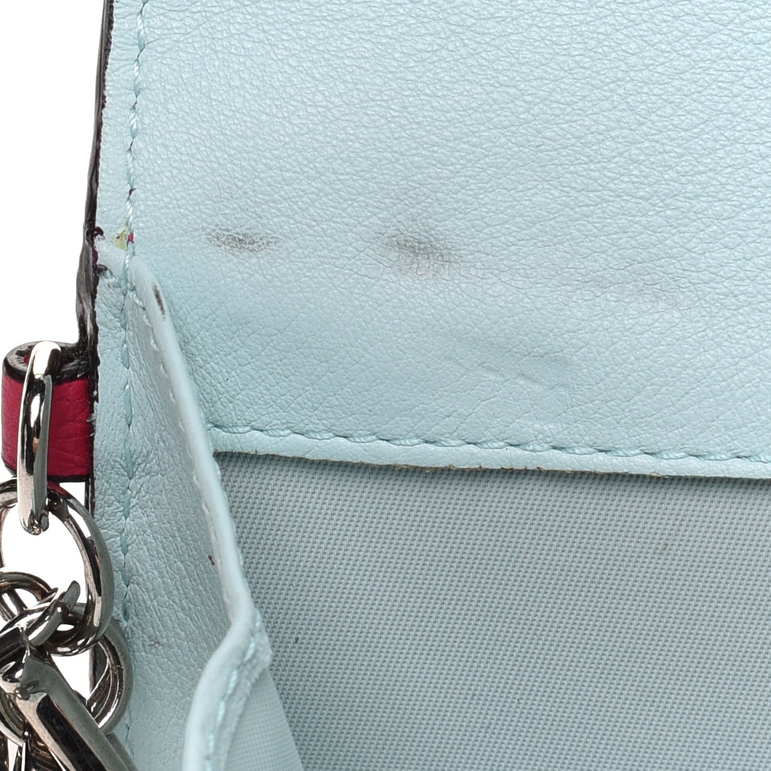 Christian Dior Bullcalf Diorissimo Long Wallet Fuchsia Sky Blue 9 of 11
