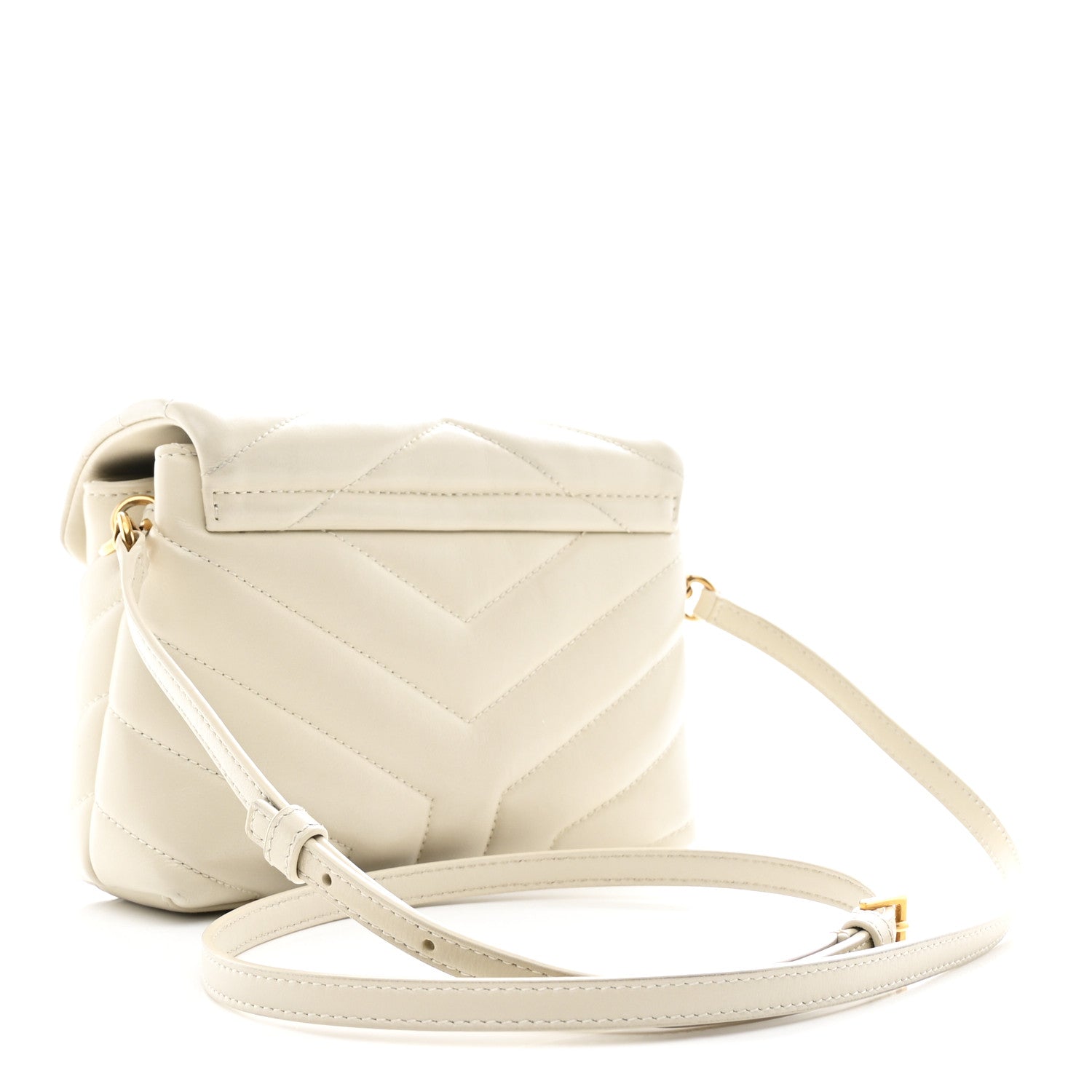 Saint Laurent Calfskin Y Quilted Monogram Toy Loulou Crossbody Bag Crema Soft 3 of 12