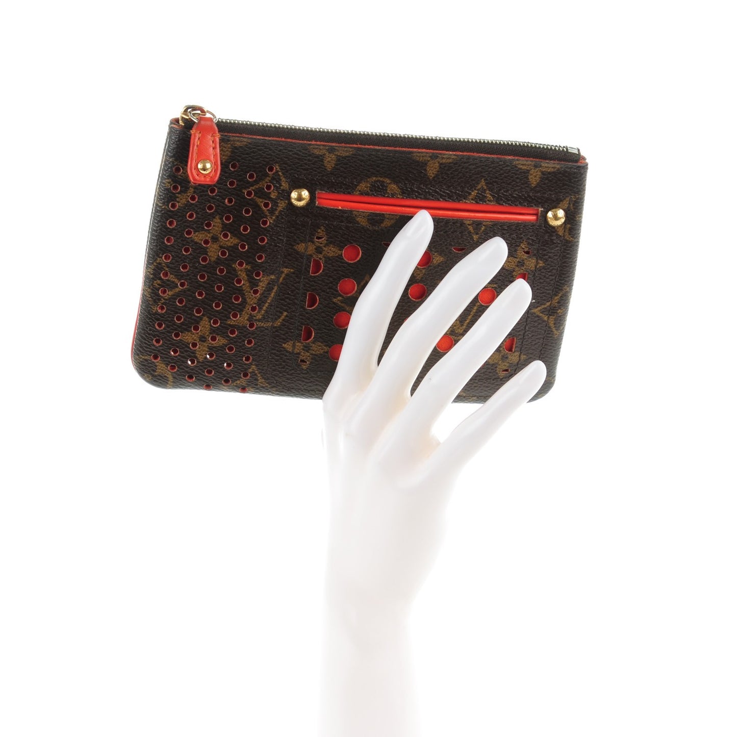 Monogram Perforated Pochette Plat Orange