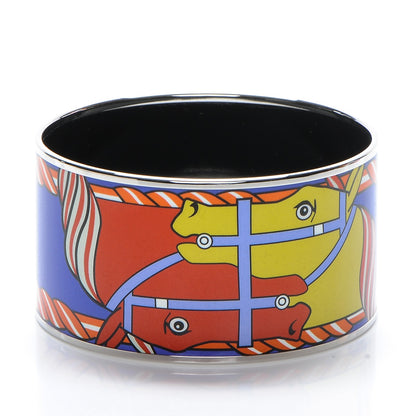 Hermes Enamel Printed Quadrige Extra Wide Bracelet 70 3 of 5
