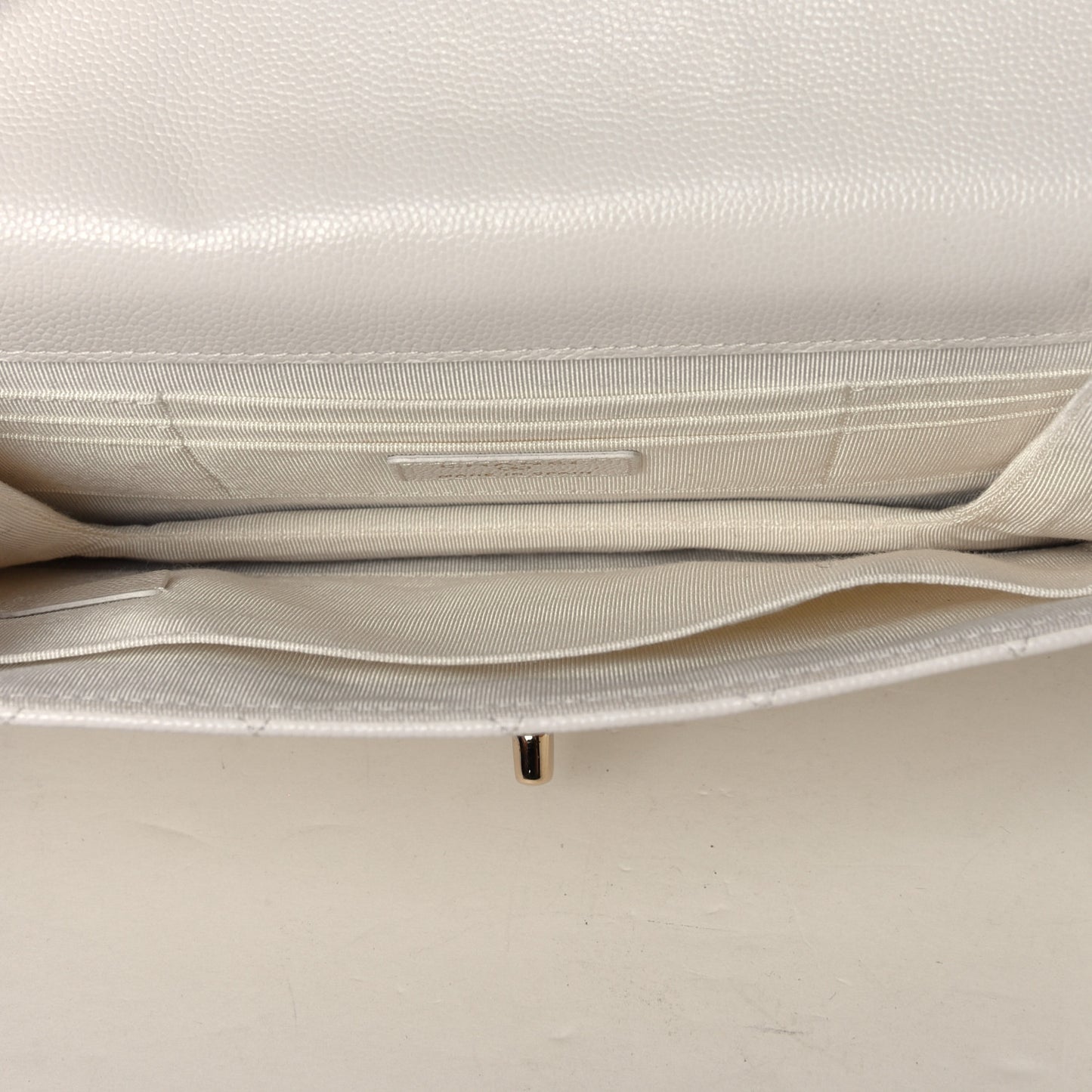 Caviar Quilted Square Flap Clutch White