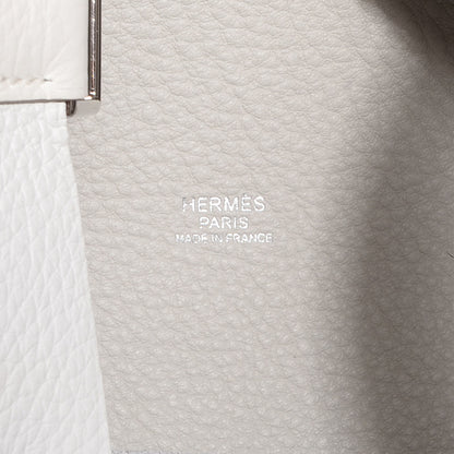Hermes Taurillon Clemence Picotin Lock TGM Gris Perle White 13 of 14