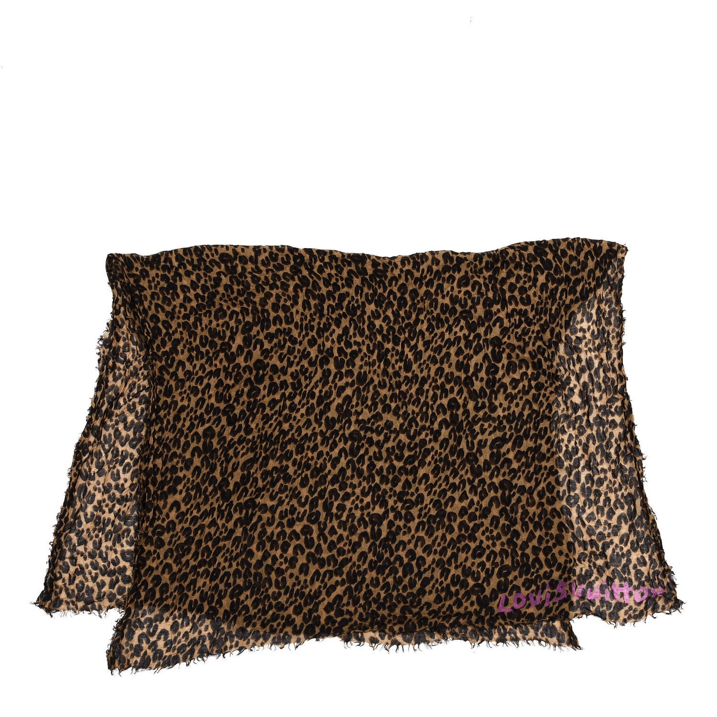 Cashmere Silk Leopard Etole Stole Marron