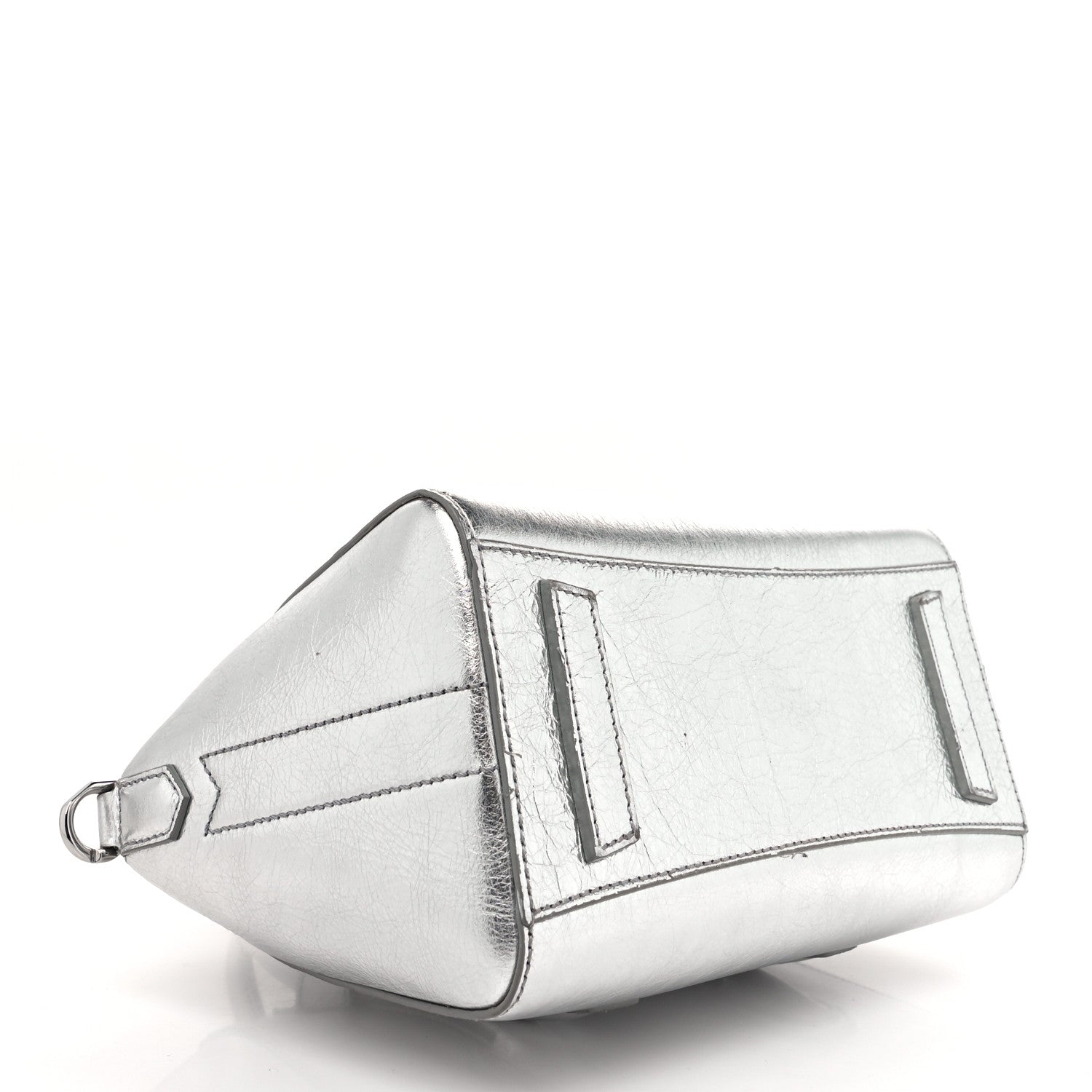 Givenchy Metallic Lambskin Mini Lock Antigona Shoulder Bag Silver Grey 4 of 12