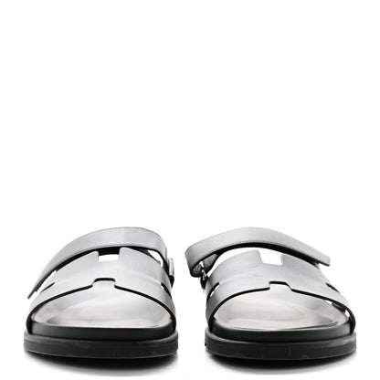 Hermes Calfskin Mens Chypre Sandals 44.5 Black 2 of 11