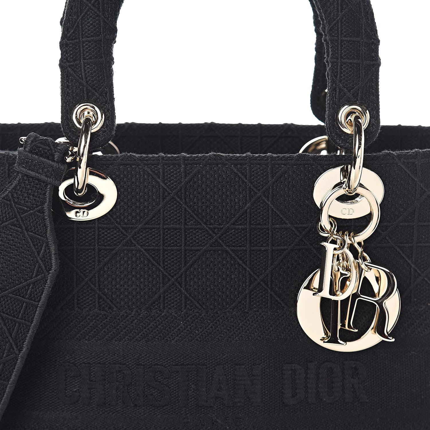 Christian Dior Canvas Cannage Medium Lady D-Lite Black 7 of 9