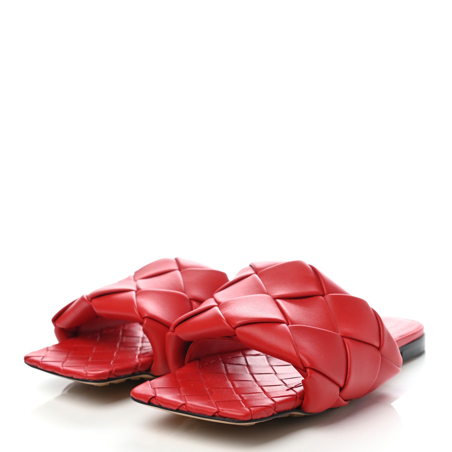 Bottega Veneta Nappa Maxi Intrecciato Lido Flat Sandals 37 Bright Red 3 of 7