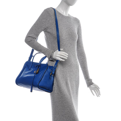 Alexander McQueen Pebbled Calfskin Small Skull Padlock Zip Around Tote Bright Blue 2 of 8