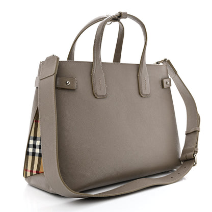 Burberry Derby Calfskin House Check Medium Banner Tote Pale Grey 3 of 13