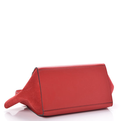 Celine Drummed Calfskin Suede Medium Trapeze Coquelicot 5 of 14