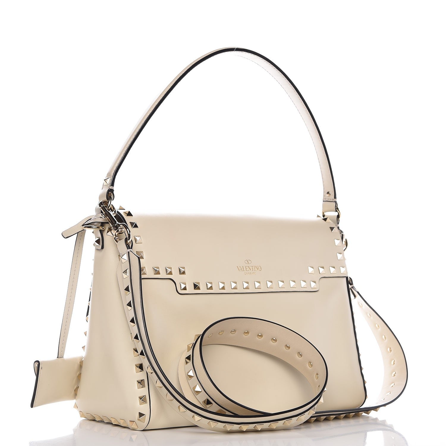 Valentino Garavani Vitello Rockstud Top Handle Shoulder Bag Ivory 4 of 10