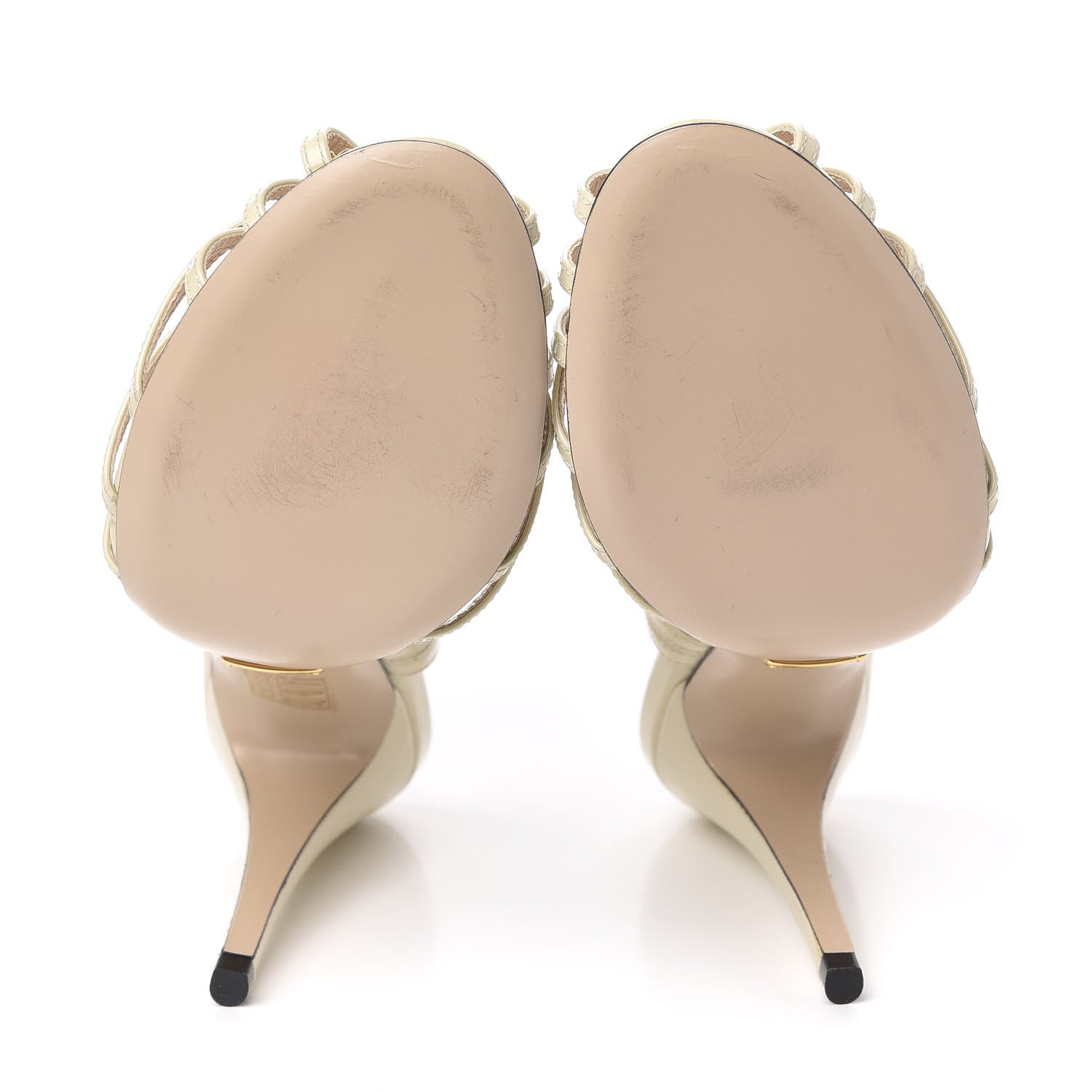 Gucci Vernice Crystal Sandals 37.5 Vintage White 5 of 10
