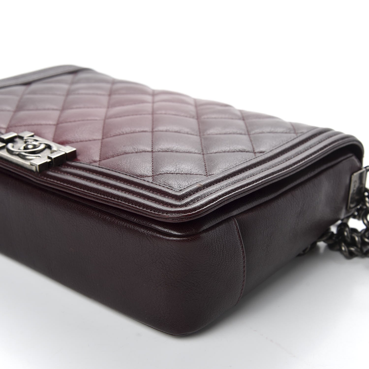 Chanel Goatskin Ombre Faded Quilted New Medium Boy Flap Burgundy 10 of 10