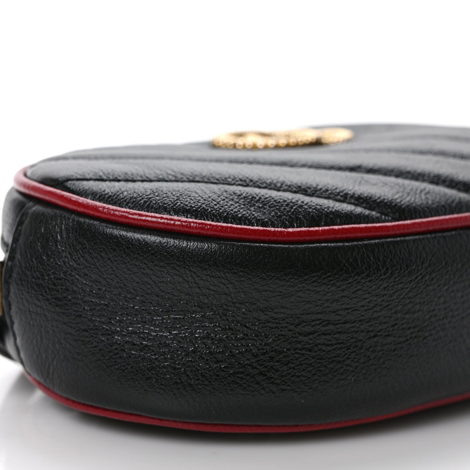 Gucci Azalea Calfskin Matelasse Diagonal Torchon GG Marmont Belt Bag 85 34 Black Romantic Cerise 8 of 9