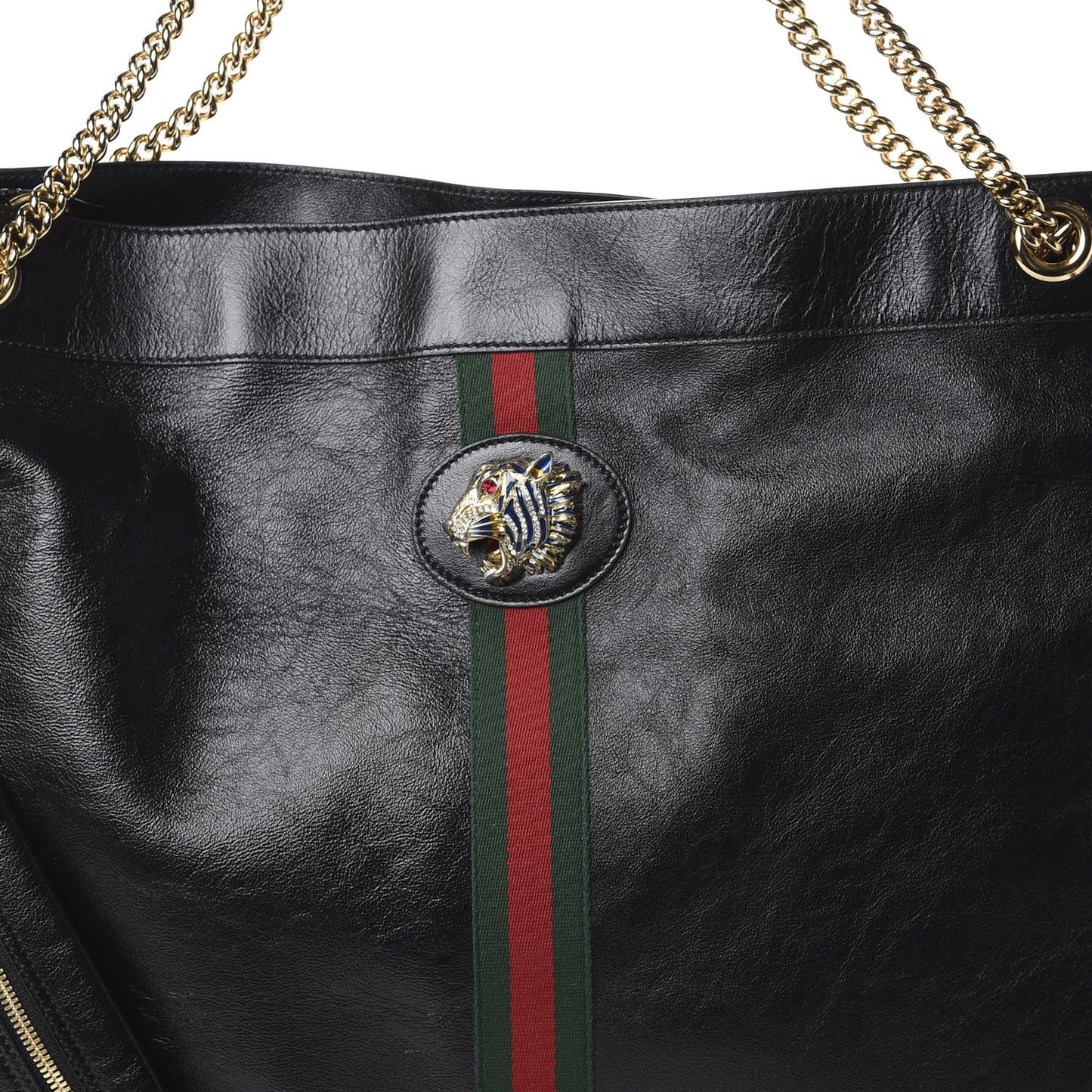 Calfskin Maxi Rajah Chain Tote Black