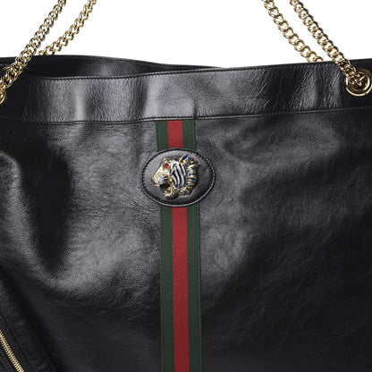 Gucci Calfskin Maxi Rajah Chain Tote Black 7 of 7