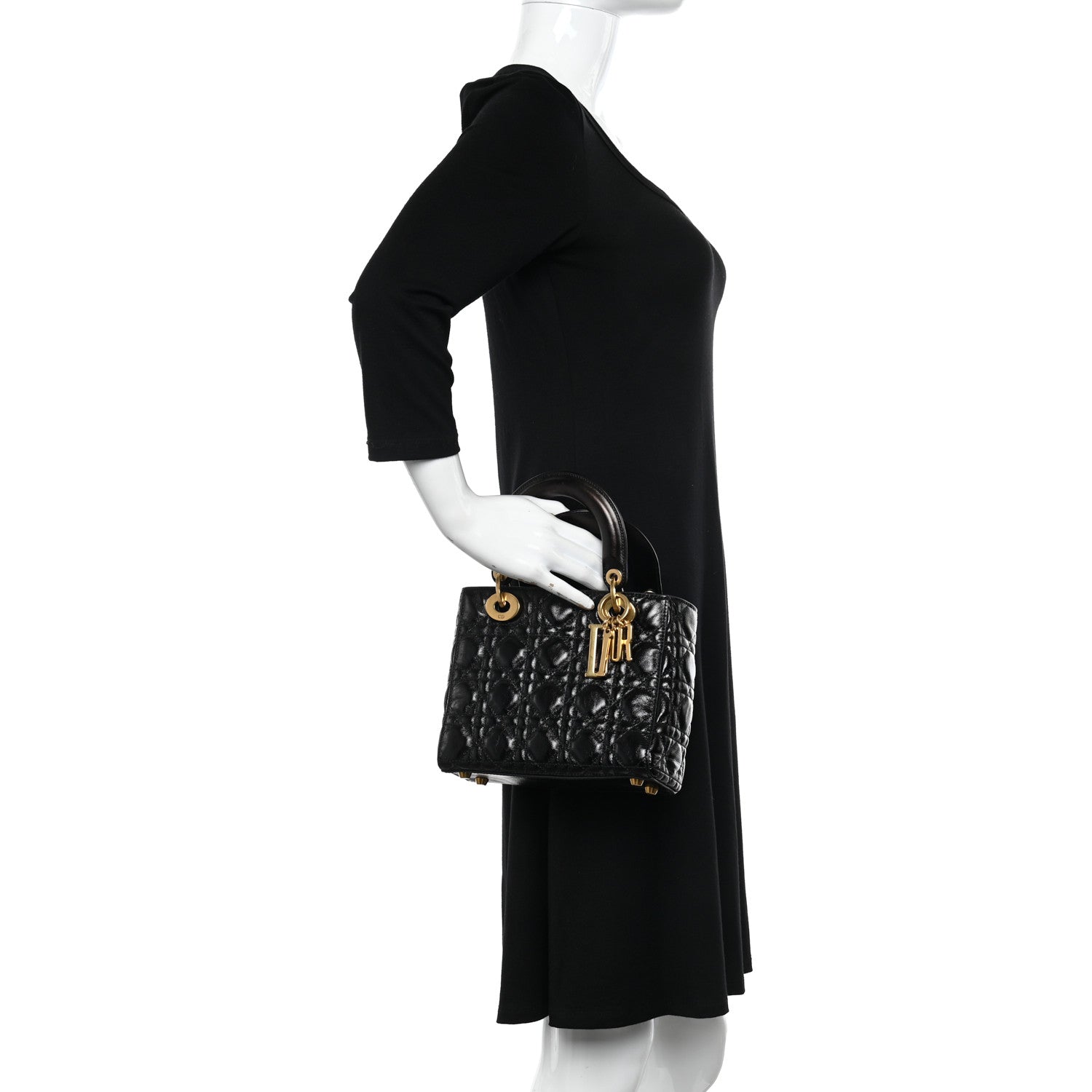 Christian Dior Crinkled Patent Cannage Small Lucky Badges My Lady Dior Black 2 of 9