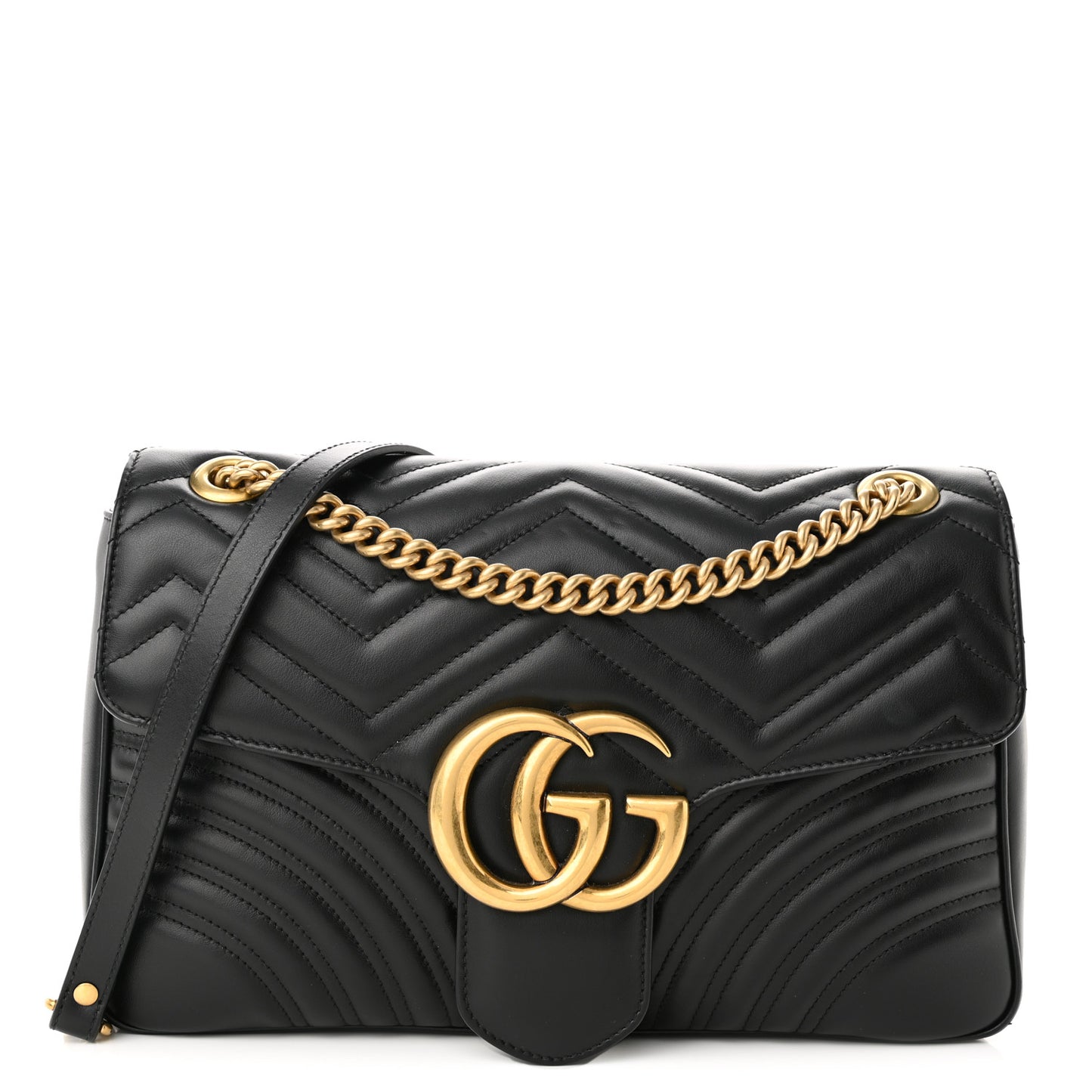 Calfskin Matelasse Medium GG Marmont Shoulder Bag Black