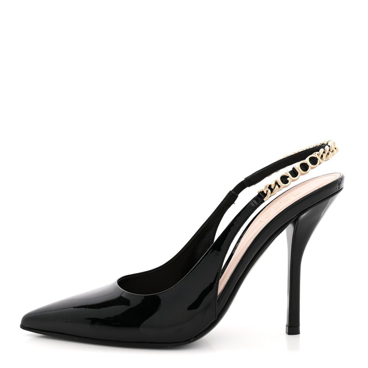Gucci Vernice Crystal Nappa Charlotte Signoria Slingback Pumps 37 Black 1 of 13