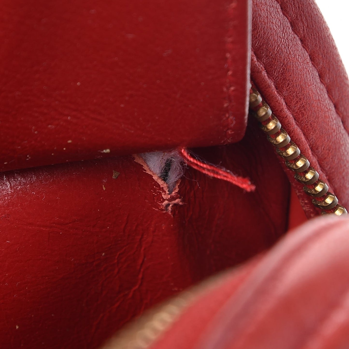 Lambskin Quilted Camera Case Red