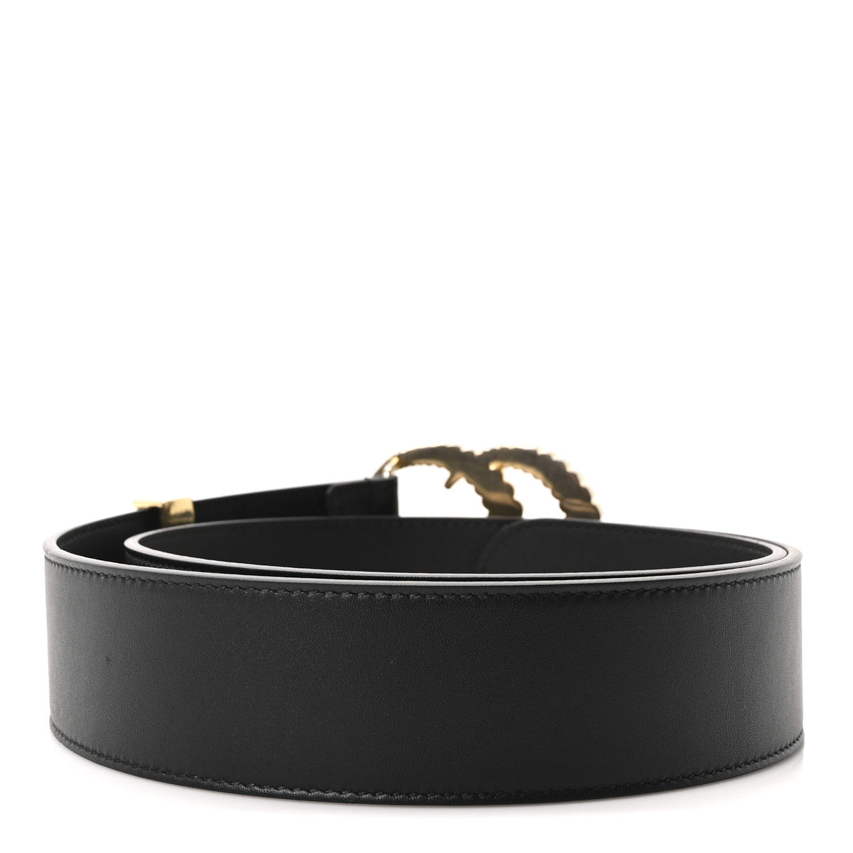 Moon Calfskin Torchon Double G Belt 85 34 Black