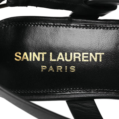 Saint Laurent Calfskin Cassandra Monogram Sandals 37 Black 9 of 12