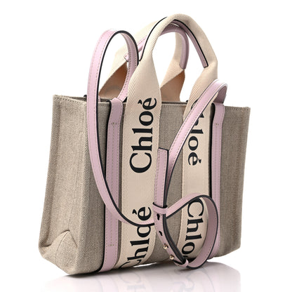 Chloe Cotton Calfskin Small Woody Ribbon Tote With Strap Misty Lavender 3 of 9
