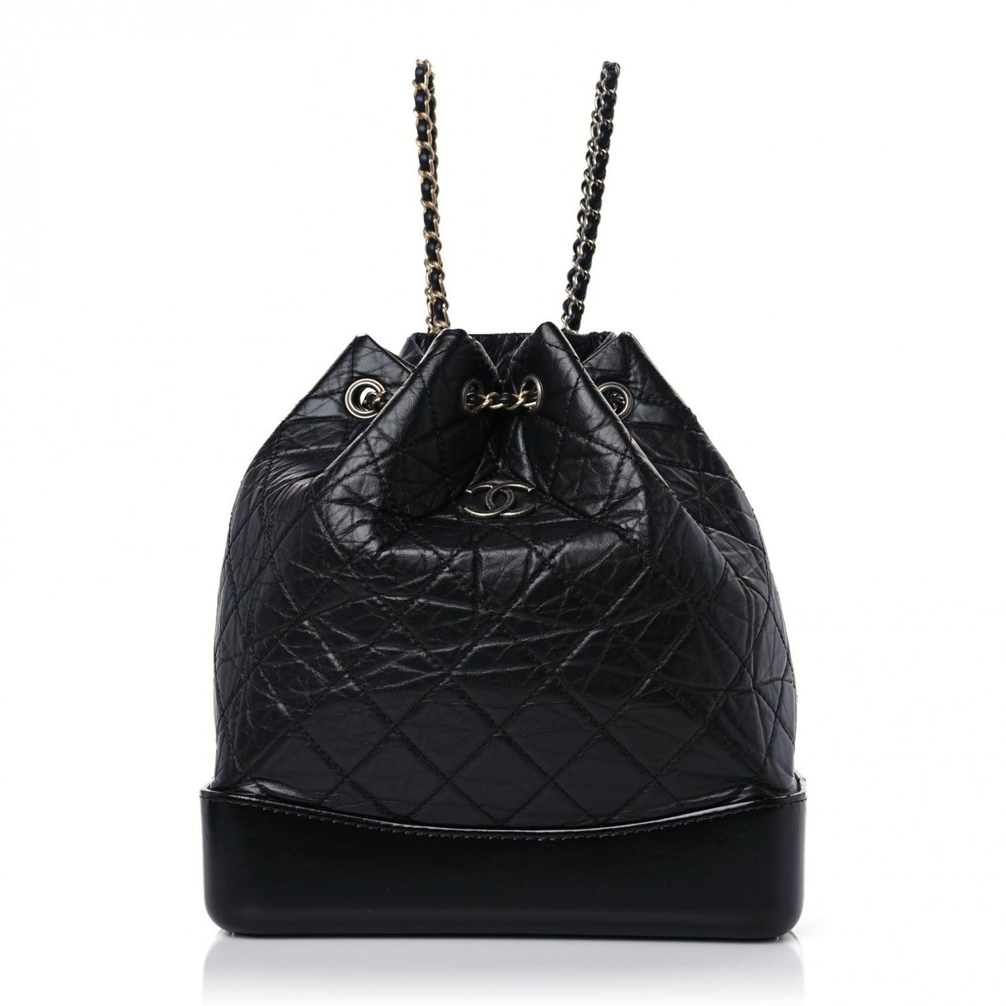 Aged Calfskin Quilted Gabrielle Backpack Black