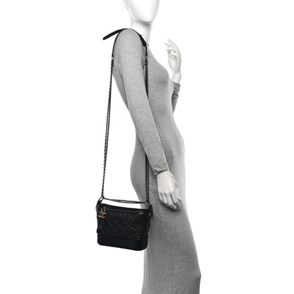 Chanel Aged Calfskin Quilted Small Gabrielle Hobo Black 2 of 10