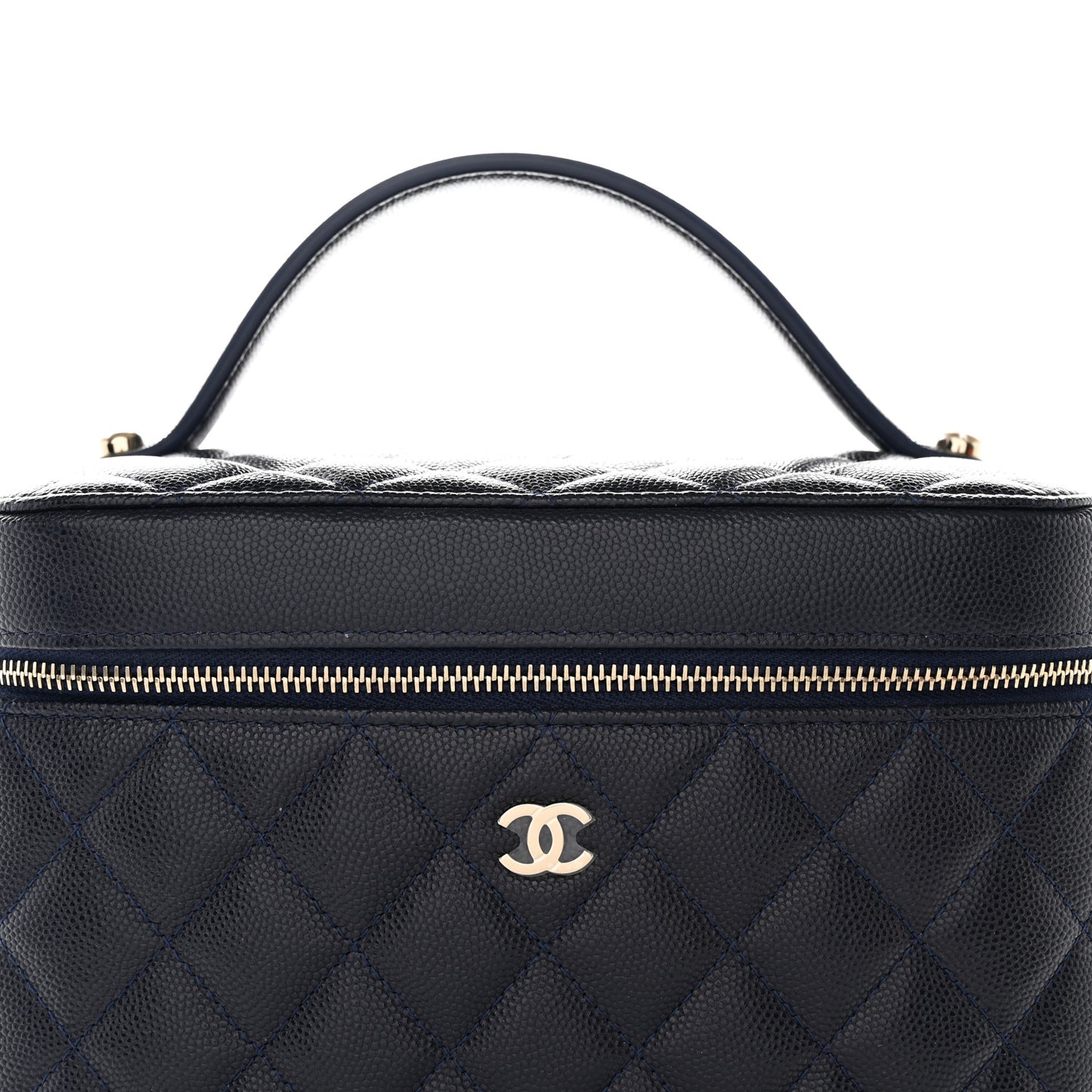 Caviar Quilted Large Vanity Pouch Navy