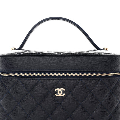 Chanel Caviar Quilted Large Vanity Pouch Navy 9 of 13