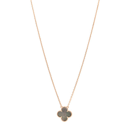 Van Cleef & Arpels 18K Rose Gold Gray Mother of Pearl Vintage Alhambra Pendant Necklace 1 of 6