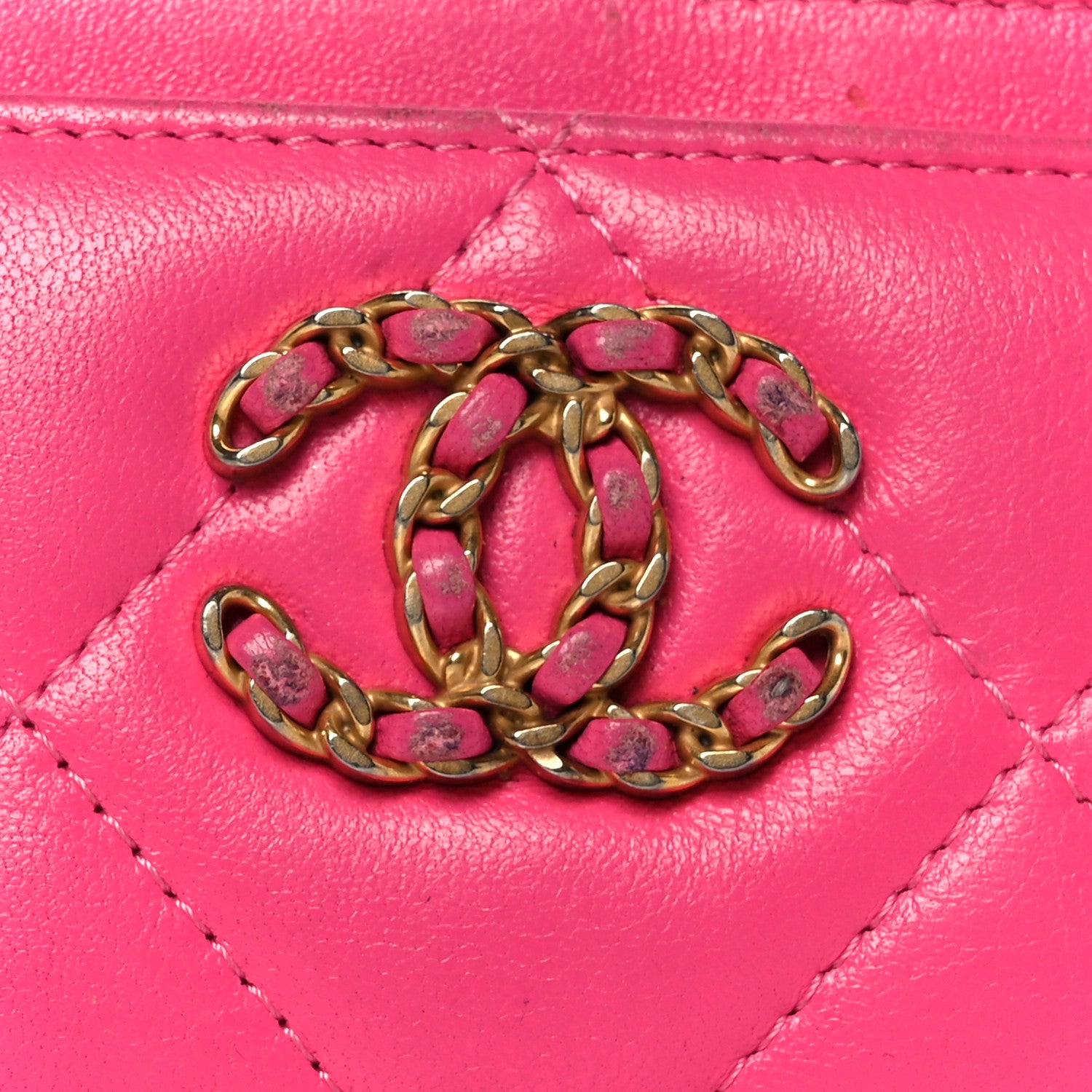 Chanel Shiny Goatskin Quilted 19 Card Holder Dark Pink 9 of 9