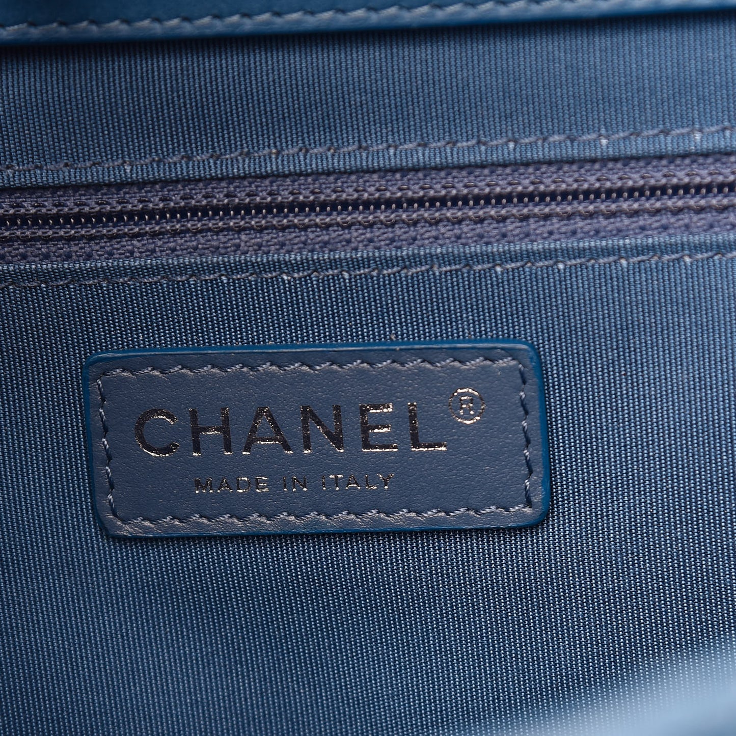 Calfskin Quilted Easy Shopping Tote Blue