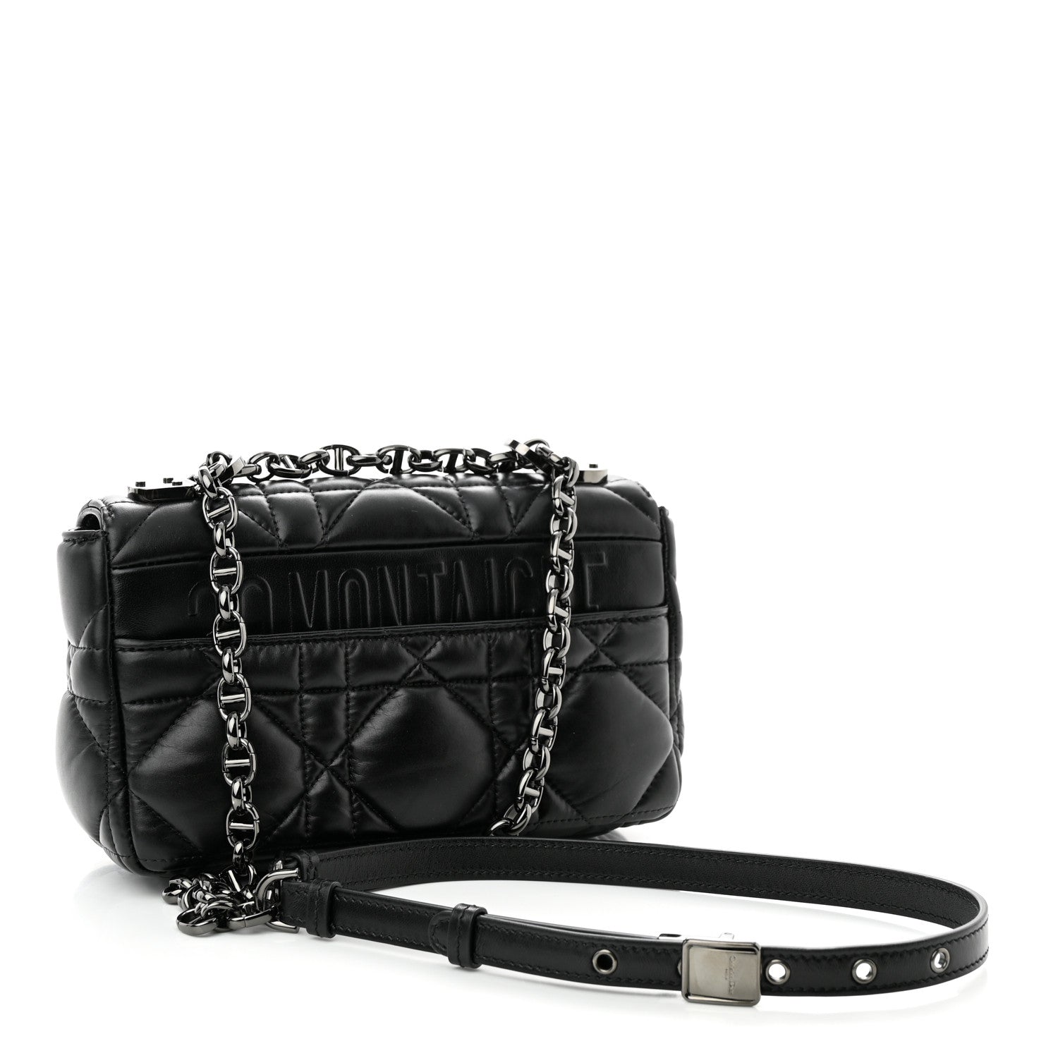 Christian Dior Calfskin Macrocannage Small Caro Bag Black 3 of 10